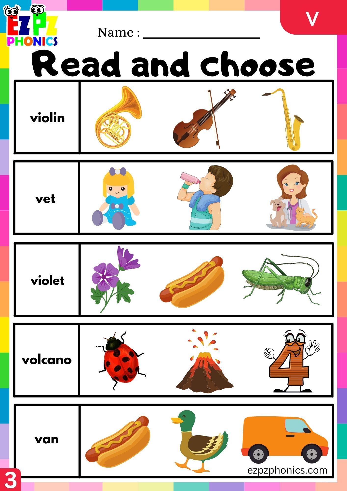 Letter v Read and Choose the Correct Images Group 3